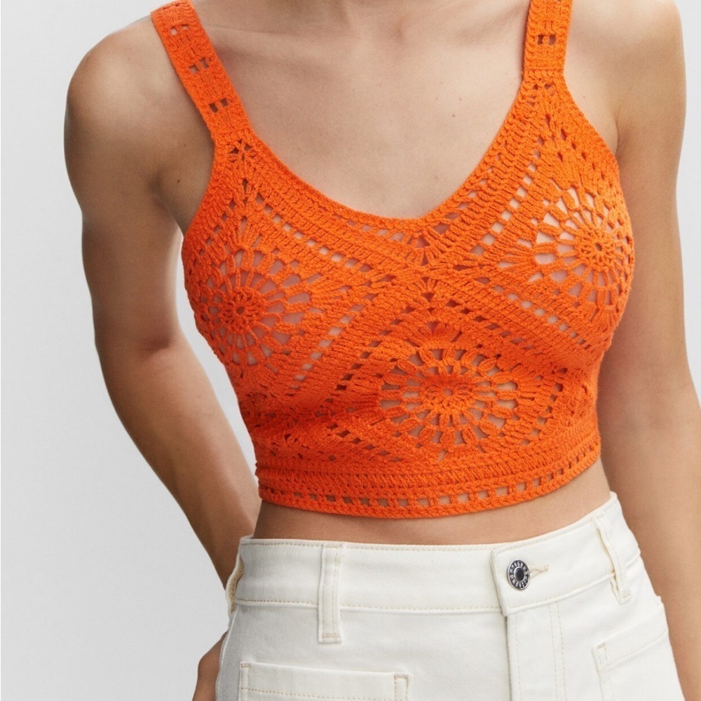 REVOLVE Orange Crochet Tank Top
